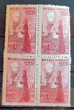 A 57 Selo Aereo Bartolomeu de Gusmao Padre Voador Religiao 1944 Quadra