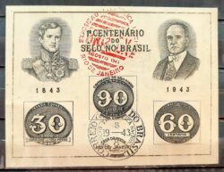 B 8 Bloco Centenario do Selo Brasilerio 1943 CBC RJ 1
