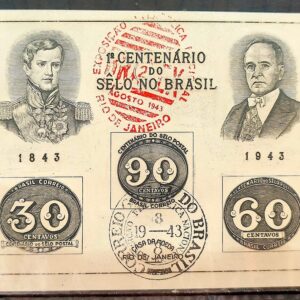 B 8 Bloco Centenario do Selo Brasilerio 1943 CBC RJ 1