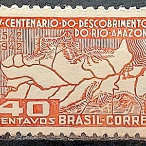 C 178 Selo Centenario do Descobrimento do Rio Amazonas Mapa 1943