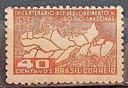C 178 Selo Centenario do Descobrimento do Rio Amazonas Mapa 1943 MH