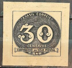 C 180 Selo Centenario do Selo Postal Olho de Boi 30 Reis 1943 3