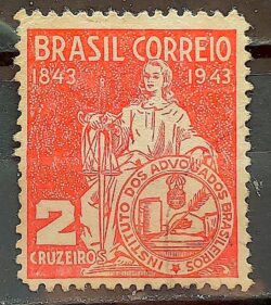C 184 Selo Instituto dos Advogados Brasileiros Direito Justica 1943 Circulado 1