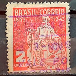 C 184 Selo Instituto dos Advogados Brasileiros Direito Justica 1943 Circulado 3