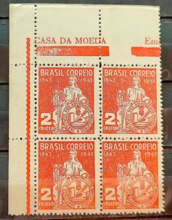 C 184 Selo Instituto dos Advogados Brasileiros Direito Justica 1943 Quadra 3 Vinheta CMB