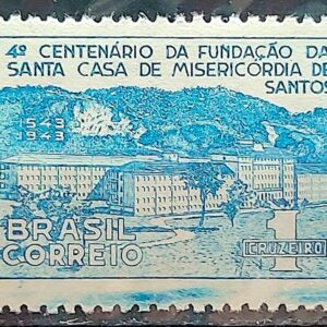 C 186 Selo 4 Centenario Santa Casa de Misericordia de Santos Saude 1943 MH 2