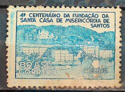 C 186 Selo 4 Centenario Santa Casa de Misericordia de Santos Saude 1943 MH