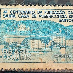 C 186 Selo 4 Centenario Santa Casa de Misericordia de Santos Saude 1943 MH