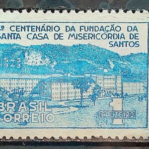 C 186 Selo 4 Centenario Santa Casa de Misericordia de Santos Saude 1943 Sem Goma