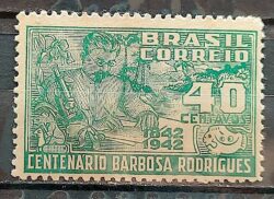 C 187 Selo Centenario Barbosa Rodrigues Botanica Ciencia Flora 1943 2