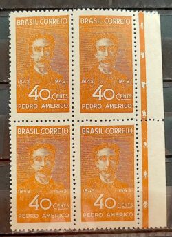 C 188 Selo Centenario do Pintor Pedro Americo Arte Pintura 1943 Quadra 2