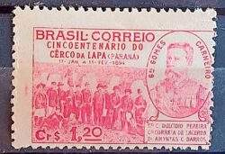 C 189 Selo Cinquentenario do Cerco da Lapa Parana Militar 1944 Variedade Impressao