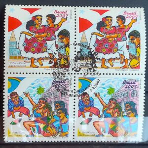 C 2675 Selo Trajes Tipicos Carimbo Frevo Musica Danca 2007 Serie Completa Quadra CBC PA