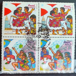 C 2675 Selo Trajes Tipicos Carimbo Frevo Musica Danca 2007 Serie Completa Quadra CBC PE