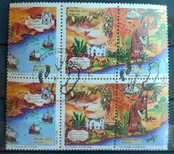 C 2681 Selo Passos de Anchieta Mapa Navio Religiao Igreja 2007 Sextilha CBC ES Invertido 1