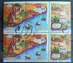 C 2681 Selo Passos de Anchieta Mapa Navio Religiao Igreja 2007 Sextilha CBC ES Invertido 2