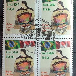 C 2694 Selo Relacoes Diplomaticas Brasil Canada Gaita Acordeao Sanfona Musica 2007 Quadra CBC MG