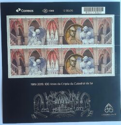 C 3840 Selo 100 Anos da Cripta da Catedral da Se 2019 Igreja Religiao Sao Paulo Folha Variedade Picote