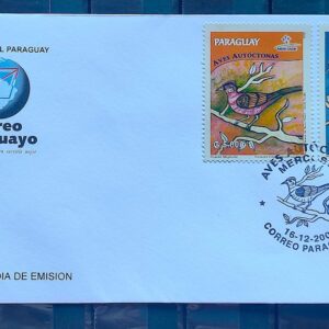 Envelope FDC 2008 Paraguai Mercosul Aves Autoctones Fauna