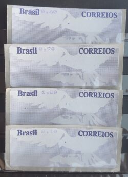 SE 66 a 69 Selo Etiqueta Automato Pomba Branca Fundo Cinza 2007 Serie Completa