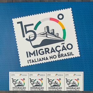 SI 24 Selo Institucional Imigracao Italiana no Brasil Navio Historia 2024 Vinheta e 4 Selos