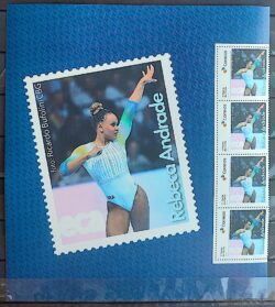 SI 30 Selo Institucional Rebeca Andrade Ginastica Esporte Mulher 2024 Porta-Retrato