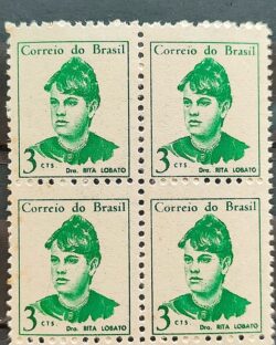 Selo Regular RHM 528 Mulheres Famosas Rita Lobato Medicina Saude 1967 Quadra