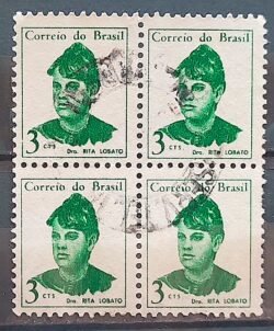 Selo Regular RHM 528 Mulheres Famosas Rita Lobato Medicina Saude 1967 Quadra Circulado 2