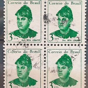 Selo Regular RHM 528 Mulheres Famosas Rita Lobato Medicina Saude 1967 Quadra Circulado 4