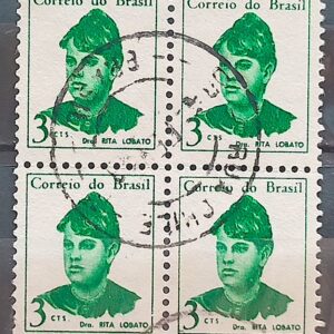 Selo Regular RHM 528 Mulheres Famosas Rita Lobato Medicina Saude 1967 Quadra Circulado 5