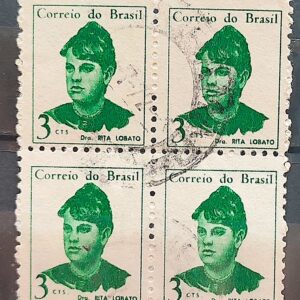 Selo Regular RHM 528 Mulheres Famosas Rita Lobato Medicina Saude 1967 Quadra Circulado 6