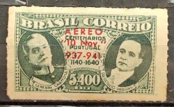 A 44 Selo Aereo Estado Novo Sobrecarga Vermelha Getulio Vargas 1941 2