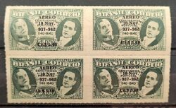 A 45 Selo Aereo Estado Novo Getulio Vargas Carmona Portugal 1942 Quadra Rarissimo Selo 45E