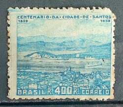 C 136 Selo Centenario de Santos 1939 Circulado