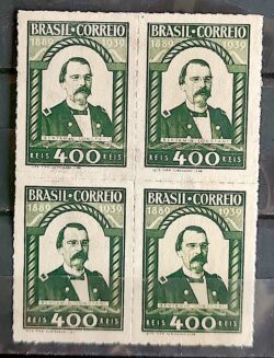 C 143 Selo Cinquentenario da Republica Benjamin Constant Positivismo 1939 Quadra 3