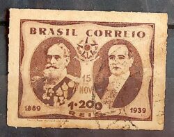 C 145 Selo Cinquentenario da Republica Deodoro da Fonseca Getulio Vargas 1939 Circulado