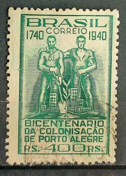 C 156 Selo Bicentenario Colonizacao de Porto Alegre 1940
