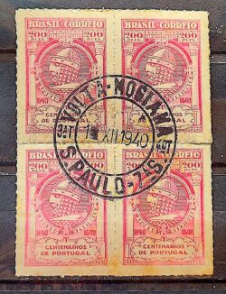C 164 Selo Centenario de Portugal Rei Afonso Henriques Monarquia 1940 Quadra CPD SP