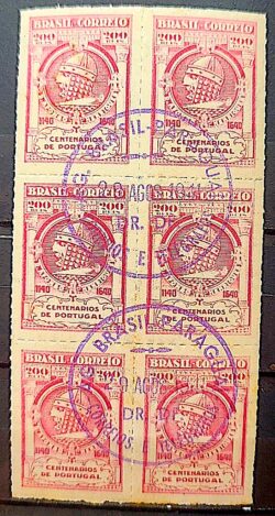 C 164 Selo Centenario de Portugal Rei Afonso Henriques Monarquia 1940 Sextilha CPD Paraguai