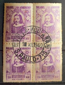 C 166 Selo Salvador Correa de Sa Benevides Portugal 1940 Quadra CPD SP