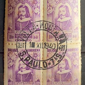 C 166 Selo Salvador Correa de Sa Benevides Portugal 1940 Quadra CPD SP