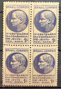 C 168 Selo Centenario Companhia de Jesus Padre Anchieta Religiao 1941 Quadra 2