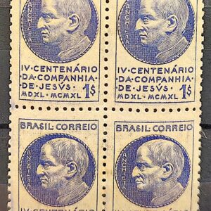 C 168 Selo Centenario Companhia de Jesus Padre Anchieta Religiao 1941 Quadra 2