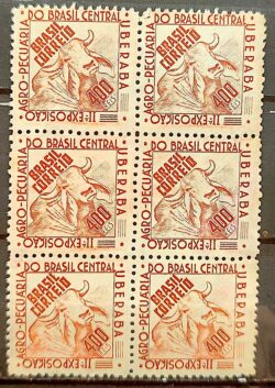 C 172 Selo Exposicao Agropecuaria do Brasil Uberaba Boi Vaca 1942 Sextilha
