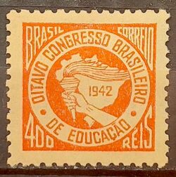 C 176 Selo Congresso Brasileiro de Educacao Mapa Mao 1942 MH