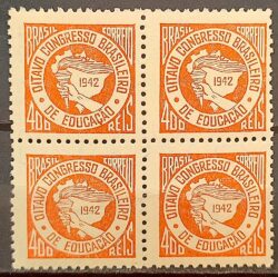 C 176 Selo Congresso Brasileiro de Educacao Mapa Mao 1942 Quadra