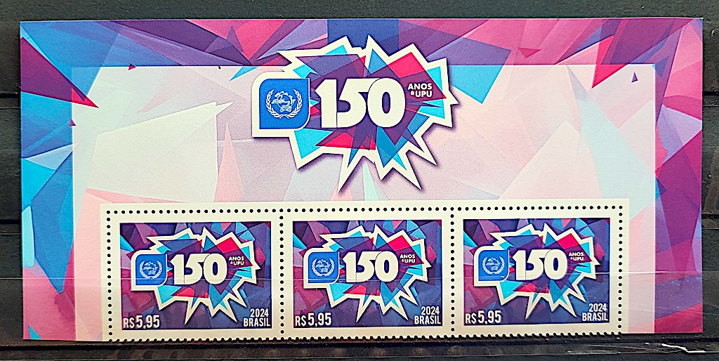 C 4163 Selo 150 Anos da UPU Uniao Postal Universal 2024 Vinheta e 3 Unidades