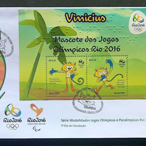 Envelope PVT B 187 2015 Olimpiadas Paralimpiadas Rio 2016 Mascote Vinicius