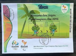 Envelope PVT B 188 2015 Olimpiadas Paralimpiadas Rio 2016 Mascote Tom