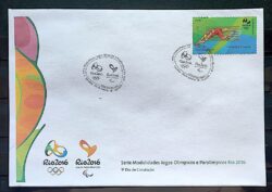 Envelope PVT C 3437 2015 Olimpiadas Paralimpiadas Rio 2016 Desportos Aquaticos Natacao